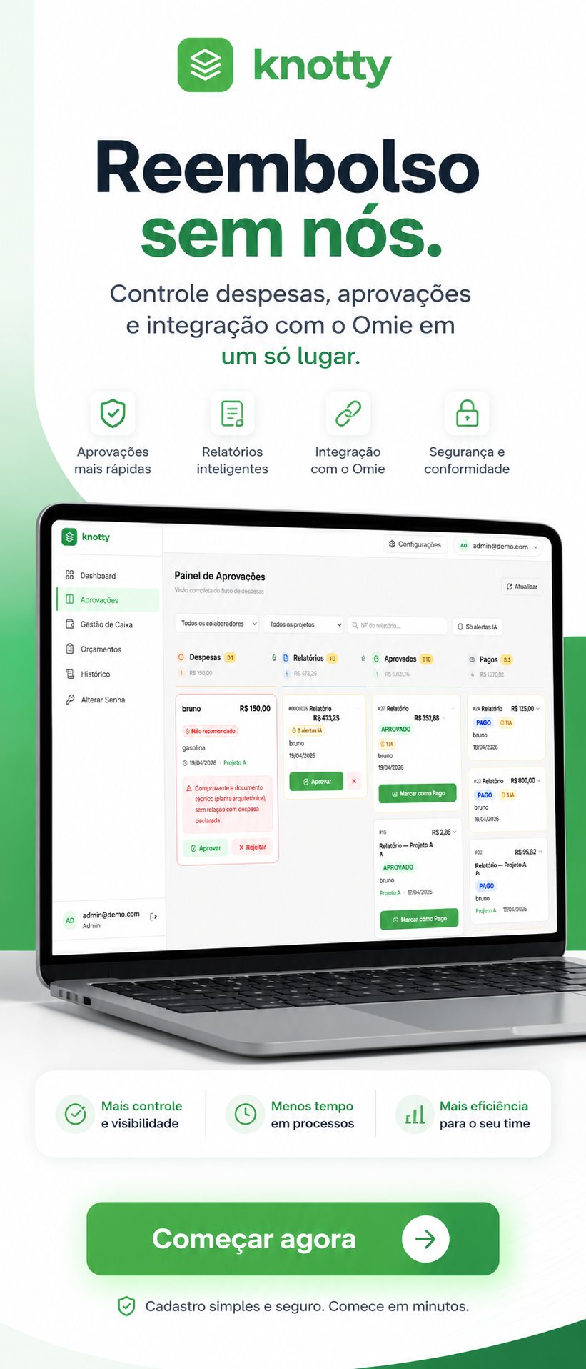 Knotty: reembolso sem nós, integrado ao Omie